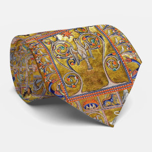 MEDIEVAL BESTIARY,PHOENIX ON TREE OF LIFE,DRAGONS  TIE