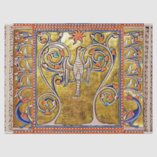 MEDIEVAL BESTIARY,PHOENIX ON TREE OF LIFE,DRAGONS  TISSUE PAPER