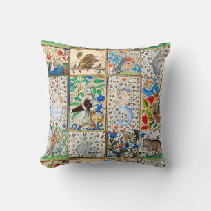 MEDIEVAL BESTIARY PLAYING MUSICAL INSTRUMENTS CUSHION