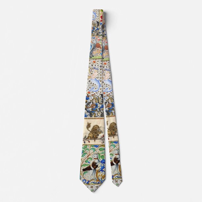 MEDIEVAL BESTIARY PLAYING MUSICAL INSTRUMENTS TIE (Front)
