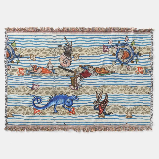 MEDIEVAL BESTIARY,SEA  MONSTERS FANTASY ANIMALS THROW BLANKET (Front)