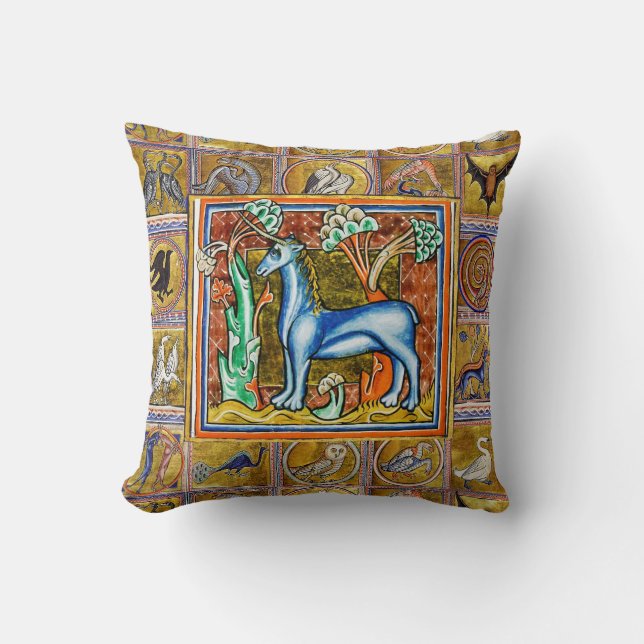 MEDIEVAL BESTIARY,UNICORN,FANTASTIC ANIMALS CUSHION (Front)