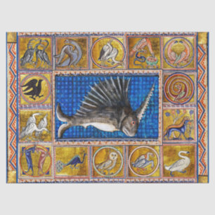 MEDIEVAL BESTIARY,UNICORN FISH ,FANTASTIC ANIMALS  TISSUE PAPER