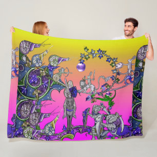 MEDIEVAL BESTIARY WAR, KNIGHTS,GIANT SNAILS Green Fleece Blanket