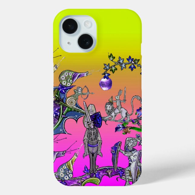MEDIEVAL BESTIARY WAR, KNIGHTS,GIANT SNAILS Pink Case-Mate iPhone Case (Back)