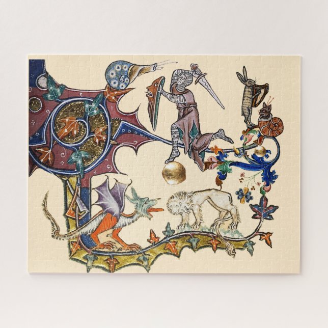 MEDIEVAL BESTIARY WAR Snail vs Knight ,Dragon.Lion Jigsaw Puzzle (Horizontal)