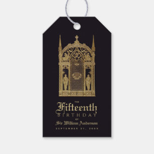 Medieval Birthday Black Gold Knight Elegant Gothic Gift Tags