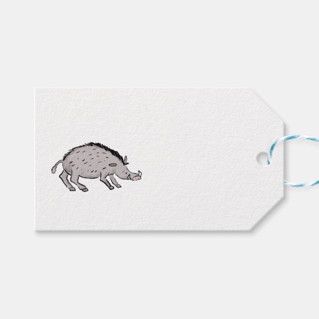 Medieval boar and mille fleurs gift tag (Front (Horizontal))
