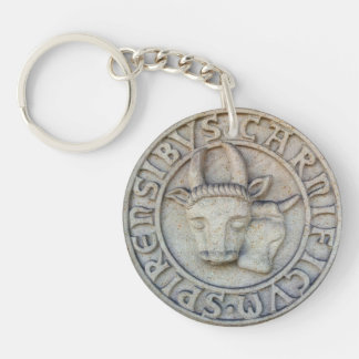 Medieval butcher relief with cow and bull key ring