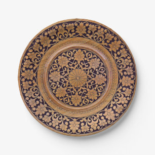 Medieval Carved Wood Print Paper Plate