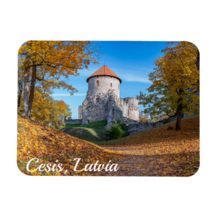 Medieval castle surrounded by forest magnet