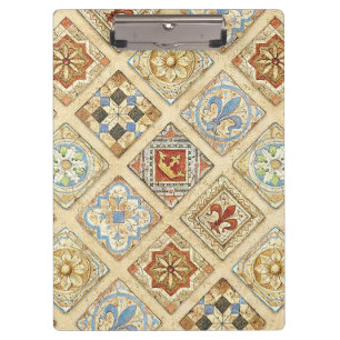 Medieval Ceramic Tile Crowns Fleur De Lis Clipboard