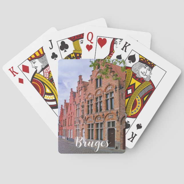 Medieval colorful brick houses in Bruges, Belgium Playing Cards (Back)