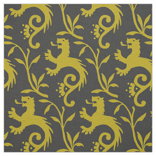 Medieval Dande-Lions on Black Fabric