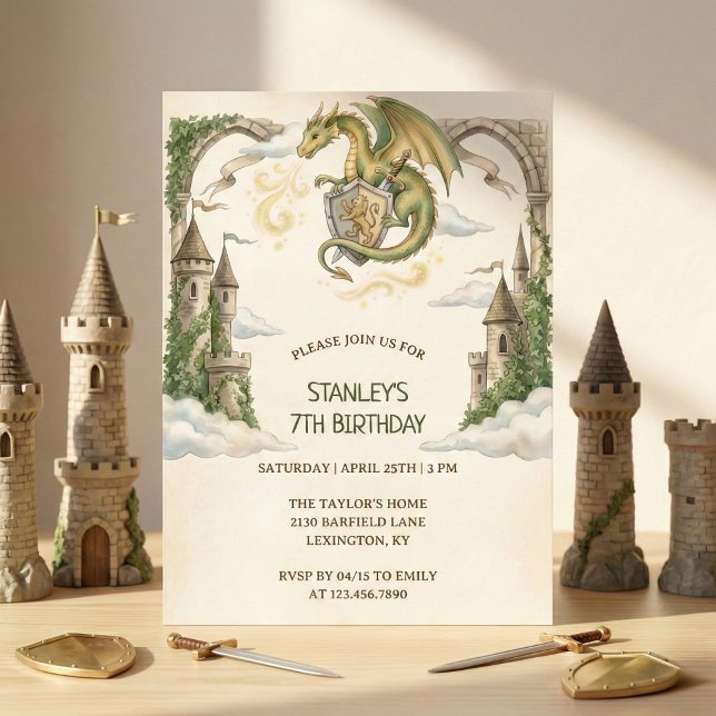 Medieval Dragon Castle Birthday Party Invitation (Medieval Dragon Castle Birthday Party Invitation)