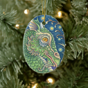 MEDIEVAL DRAGON HEAD PORTRAIT, WHIMSICAL FANTASY CERAMIC ORNAMENT