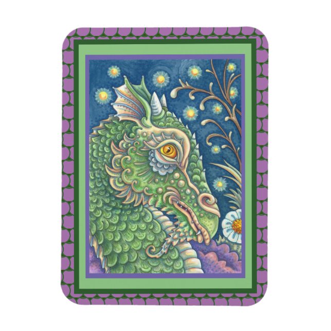 MEDIEVAL DRAGON HEAD PORTRAIT, WHIMSICAL FANTASY MAGNET (Vertical)