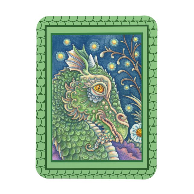 MEDIEVAL DRAGON HEAD PORTRAIT, WHIMSICAL FANTASY MAGNET (Vertical)