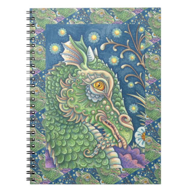 MEDIEVAL DRAGON HEAD PORTRAIT, WHIMSICAL FANTASY NOTEBOOK (Front)