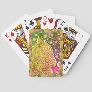 MEDIEVAL DRAGON HEAD PORTRAIT, WHIMSICAL FANTASY PLAYING CARDS