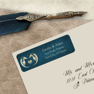Medieval Dragon Teal Fantasy Parchment Address Return Address Label
