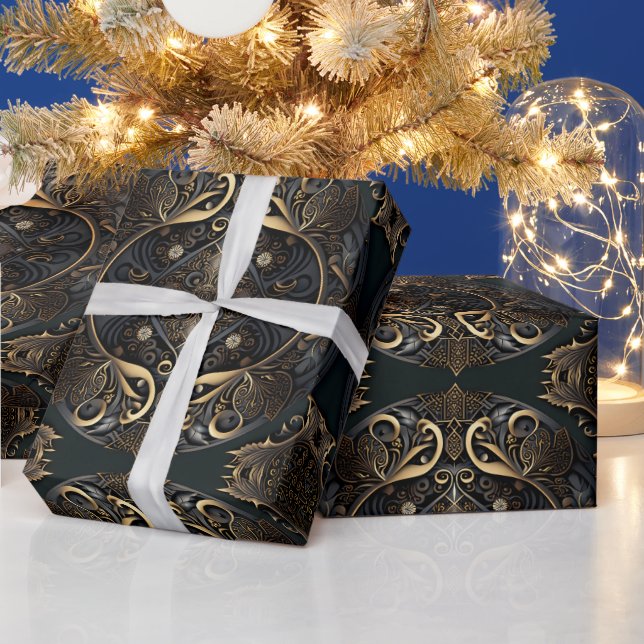 Medieval Engraved Ornamental Shield Wrapping Paper (Holidays)