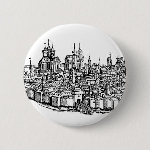 Medieval Erfurt Premium Chronicle of Thuringia Art 6 Cm Round Badge