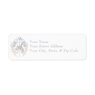 Medieval Fantasy Armor Blue Gold Etching Wedding Return Address Label