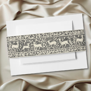 Medieval Fantasy Black Vintage Etching Wedding Invitation Belly Band