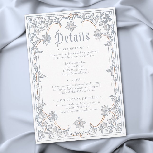 Medieval Fantasy Frame Blue Gold Etching Wedding Enclosure Card (Medieval Fantasy Frame Blue Gold Etching Wedding Enclosure Card)