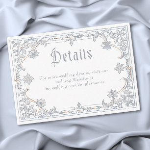 Medieval Fantasy Frame Blue Gold Etching Wedding Enclosure Card