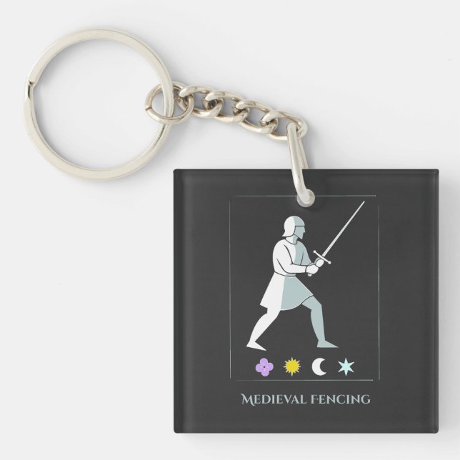 Medieval Fencing – Knight Stance Minimalist Design Key Ring (Front)
