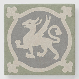 Medieval Griffin Tile Stone Coaster
