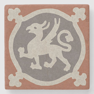 Medieval Griffin Tile Stone Coaster