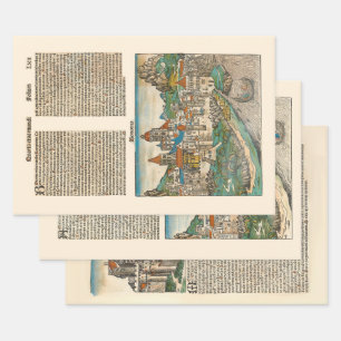 Medieval Italy Milan Bologna Aquileia Vintage Wrapping Paper Sheet
