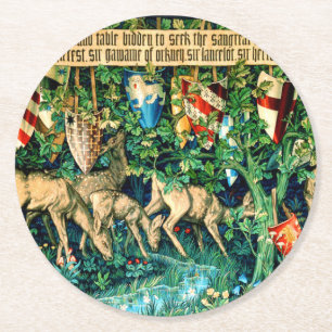 Medieval King Arthur William Morris Round Paper Coaster