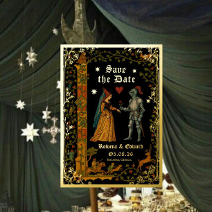 Medieval Knight and Lady Manuscript Save the Date
