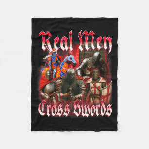 Medieval Knight Armor Meme Renaissance Real Men Cr Fleece Blanket