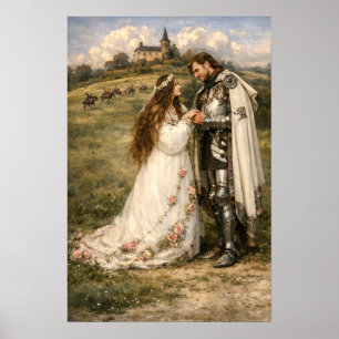 Medieval Knight, Castle & Princess Poster