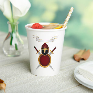 Medieval Knight Crest Helmet Swords Shield  Paper Cups