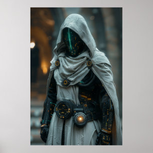 Medieval Knight Cybernetic Mage with Cool Robes Po Poster