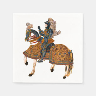 Medieval Knight in Armor on horse back Napkin