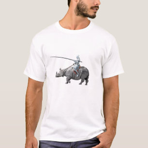 Medieval knight in armor riding a rhino jousting T-Shirt