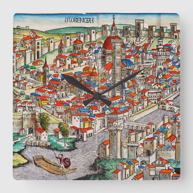 Medieval landmark of Florence in Italy Square Wall Clock (Front)