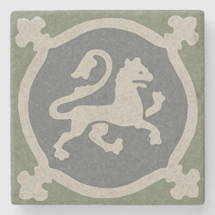 Medieval Lion Tile Stone Coaster