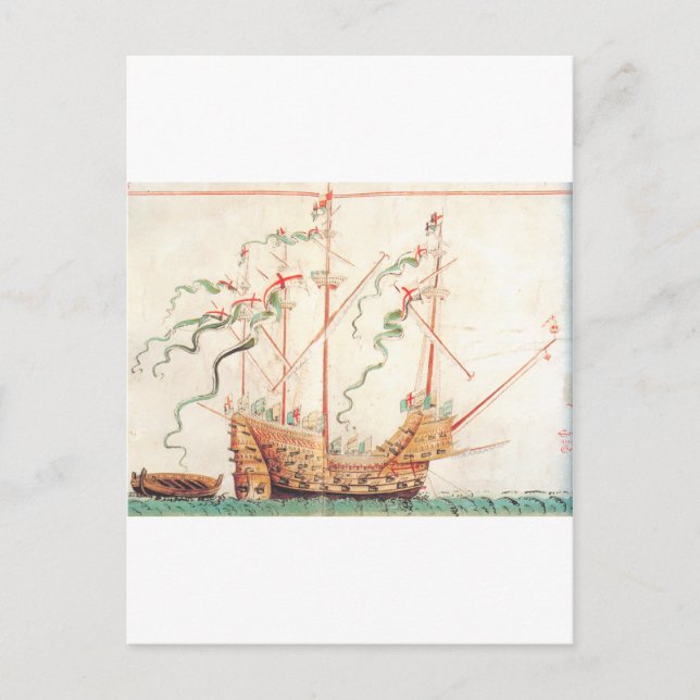Medieval Naval Ship Postcard (Front)
