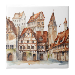 Medieval old city  ceramic tile