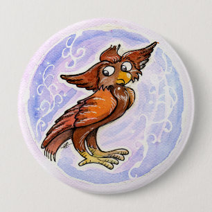 medieval owl 10 cm round badge