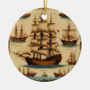 Medieval Pirate Ships Ceramic Ornament