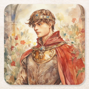 Medieval Prince Square Paper Coaster